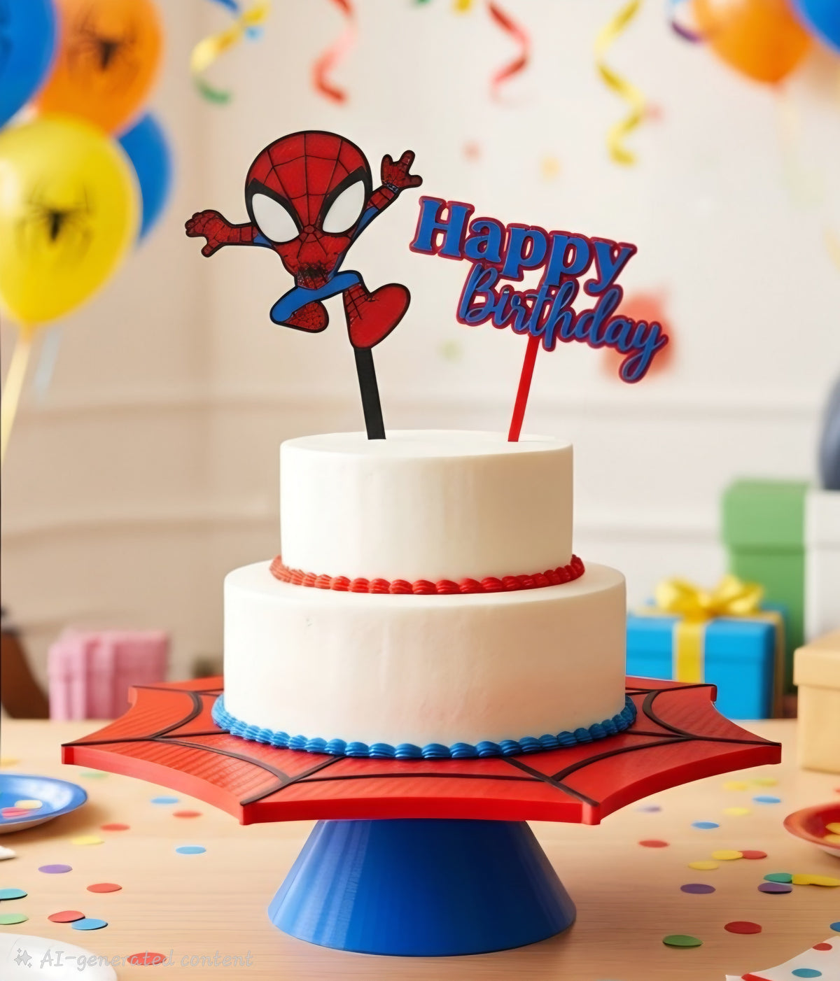 Présentoir à gâteau thème anniversaire Spiderman