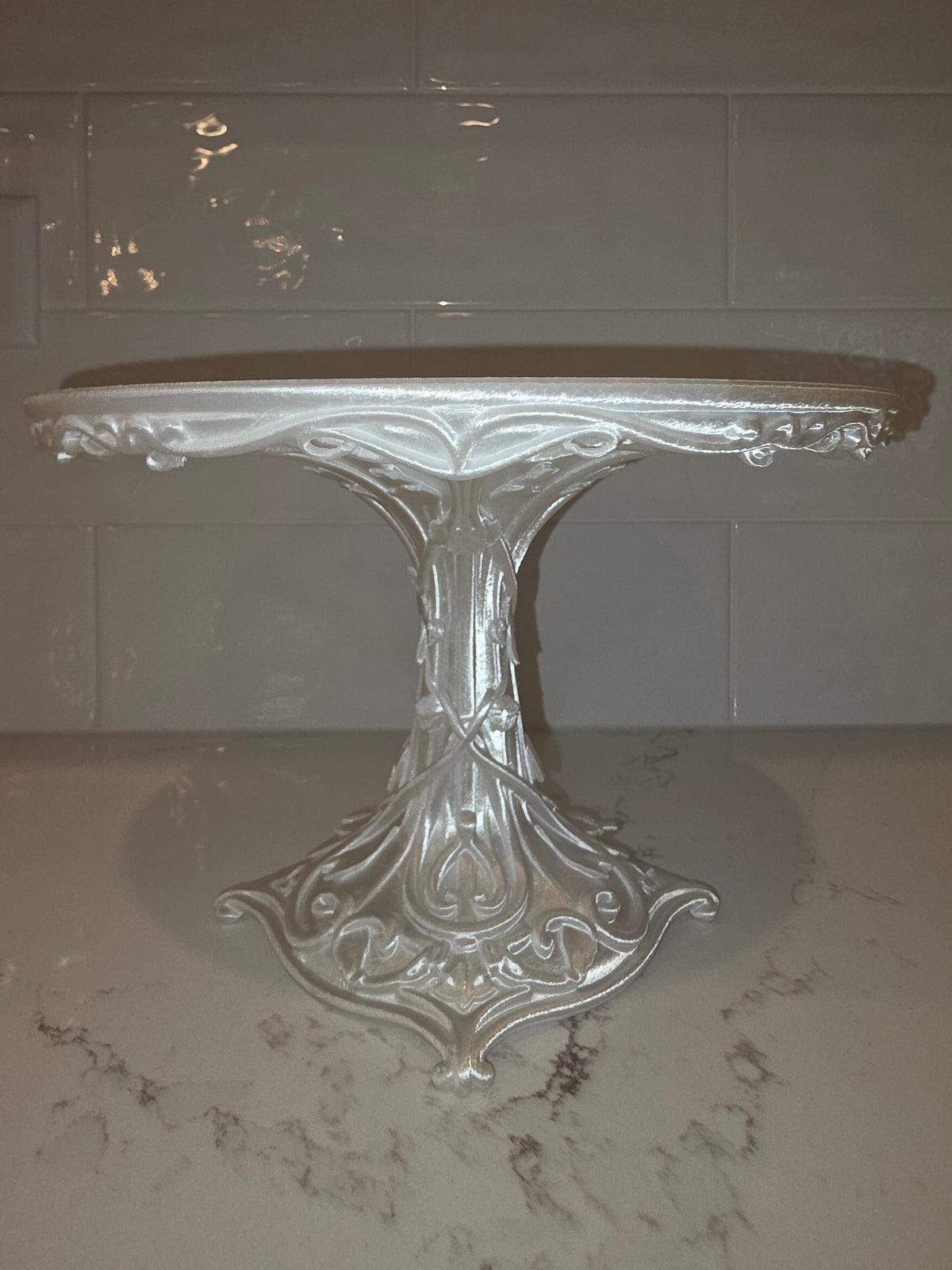 White Ornate Cake Stand
