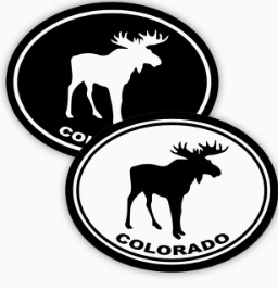 2 Black & White Moose Stickers
