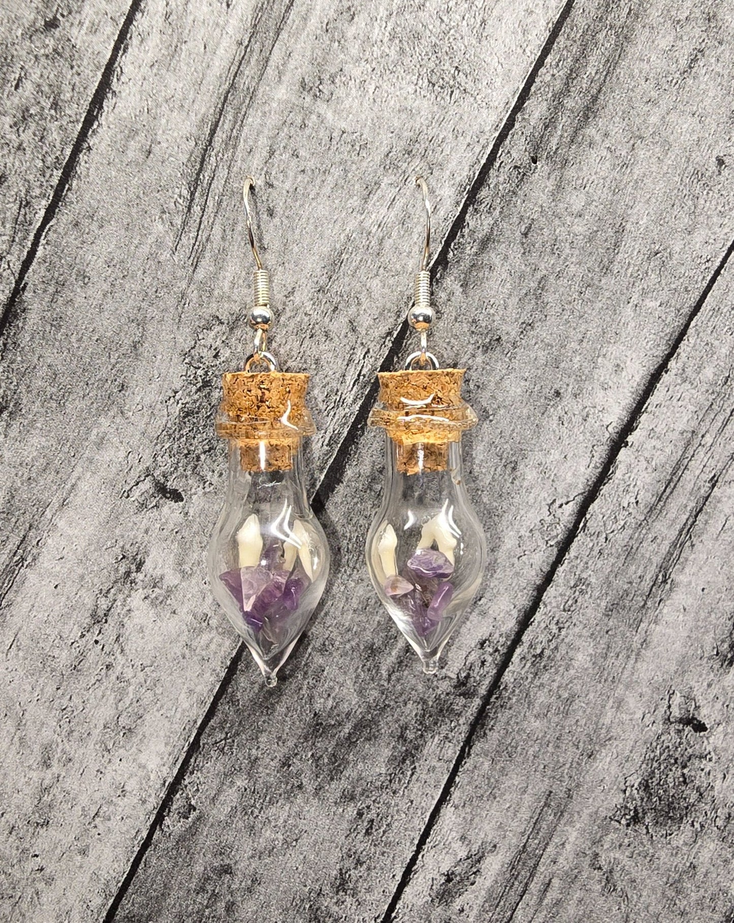 Amethyst and Animal Teeth Earrings - Create Marketplace
