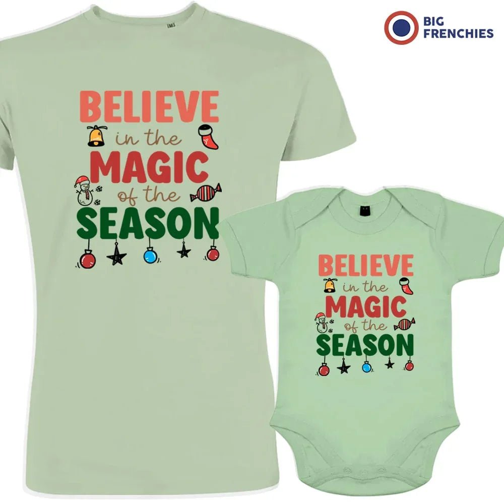 Believe In The Magic of the Season Christmas Dad and Child Organic Cotton family Set (Set of 2) - Create Marketplace