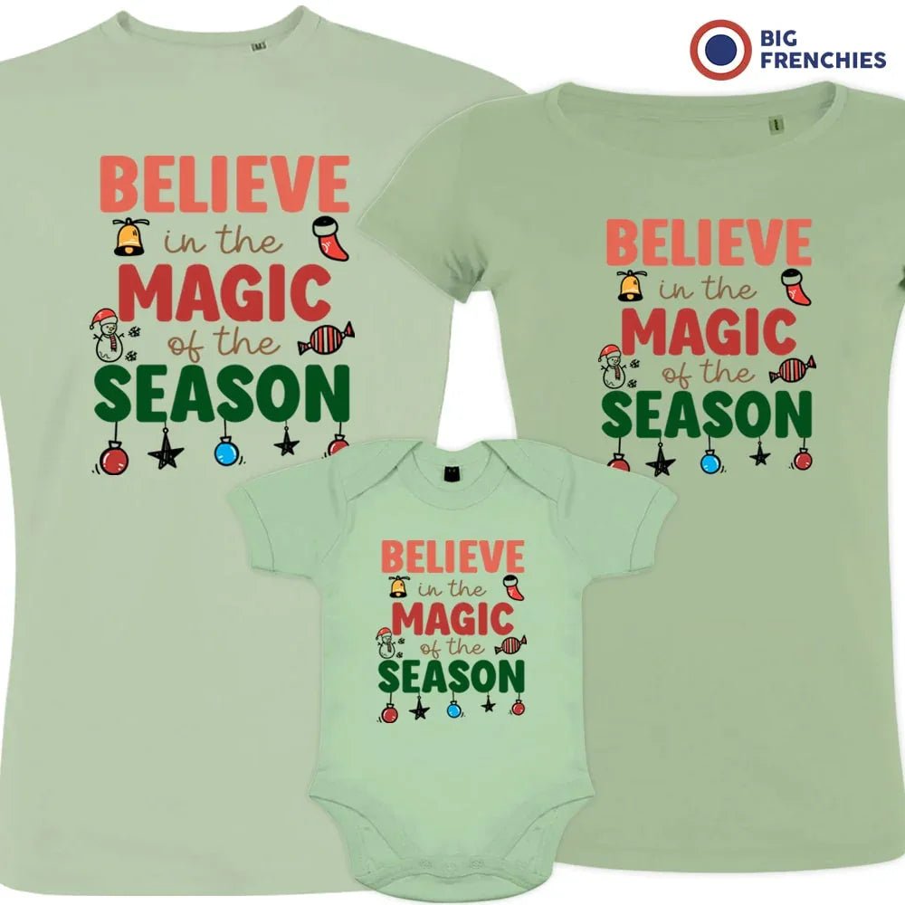 Believe In The Magic of the Season Christmas Matching Family Organic Tees (Set of 3) - Create Marketplace