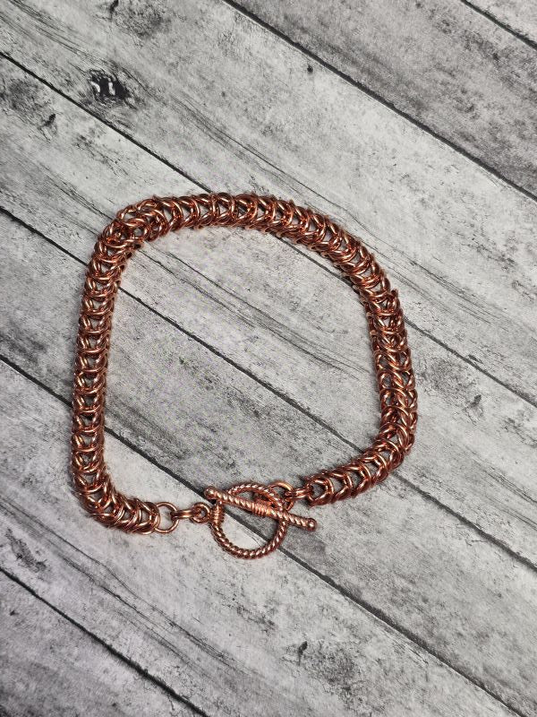 Box chain Copper bracelet w/ toggle clasp - Create Marketplace