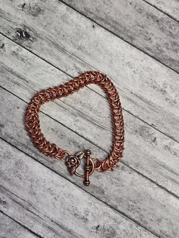 Box chain copper bracelet w/rose toggle - Create Marketplace