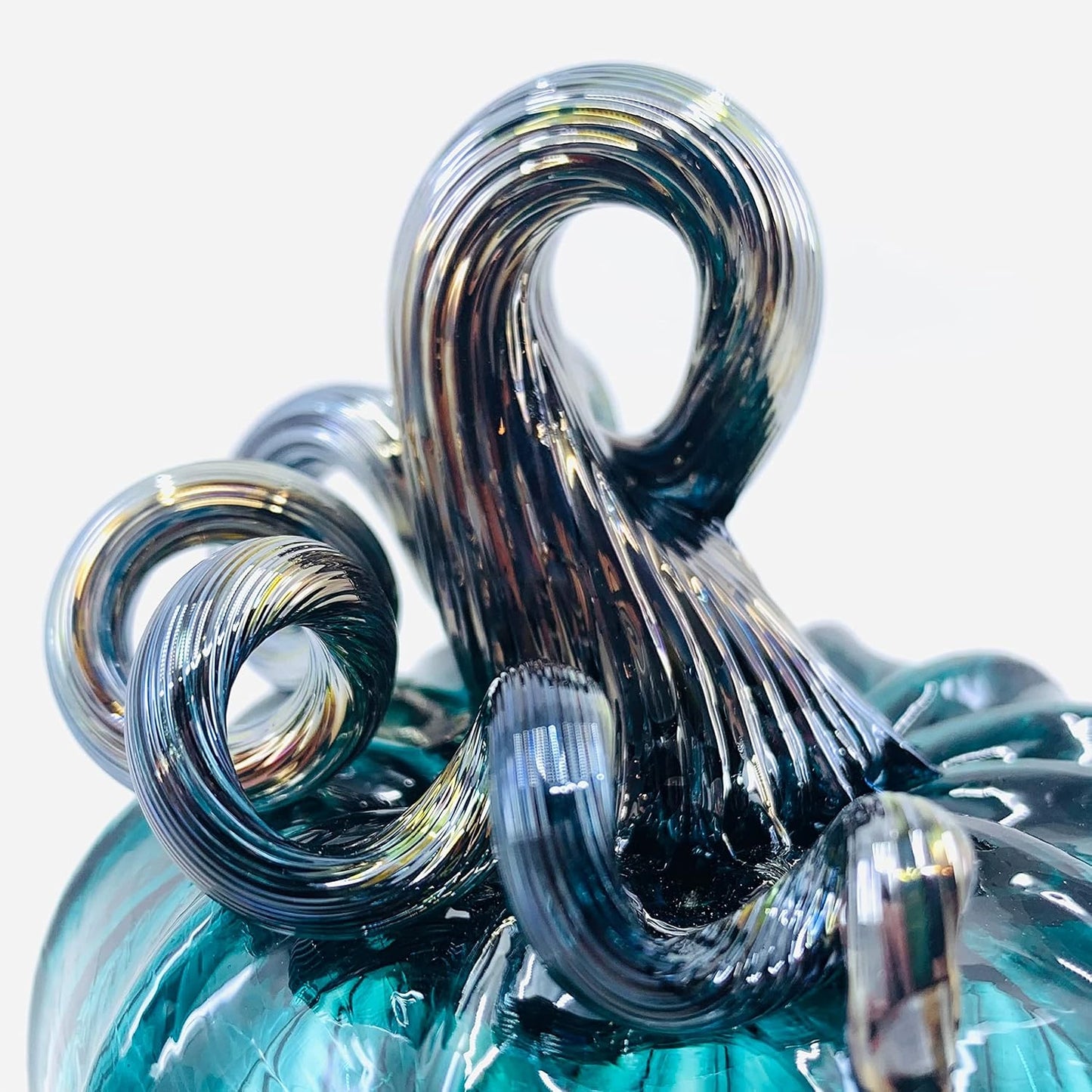 Handmade Glass Pumpkins Handmade Table Top Home Decor (Squat, Lagoon)