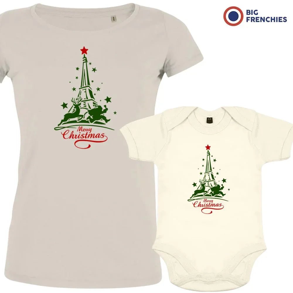 Christmas Eiffel Tower Mom and Child Organic Cotton family Set (Set of 2) - Create Marketplace