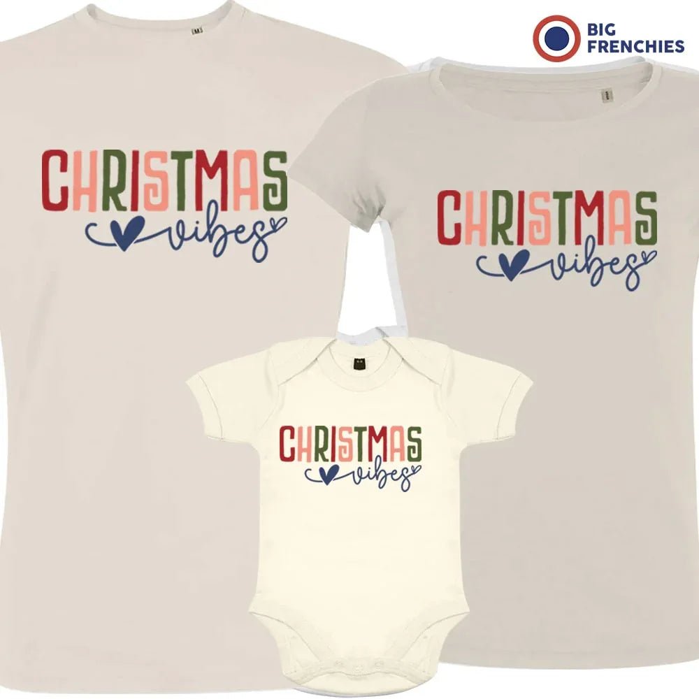 Christmas Vibes Matching Family Organic Tees (Set of 3) - Create Marketplace