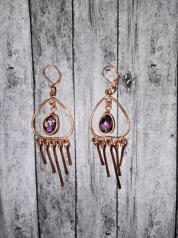 Copper purple dangle earrings - Create Marketplace