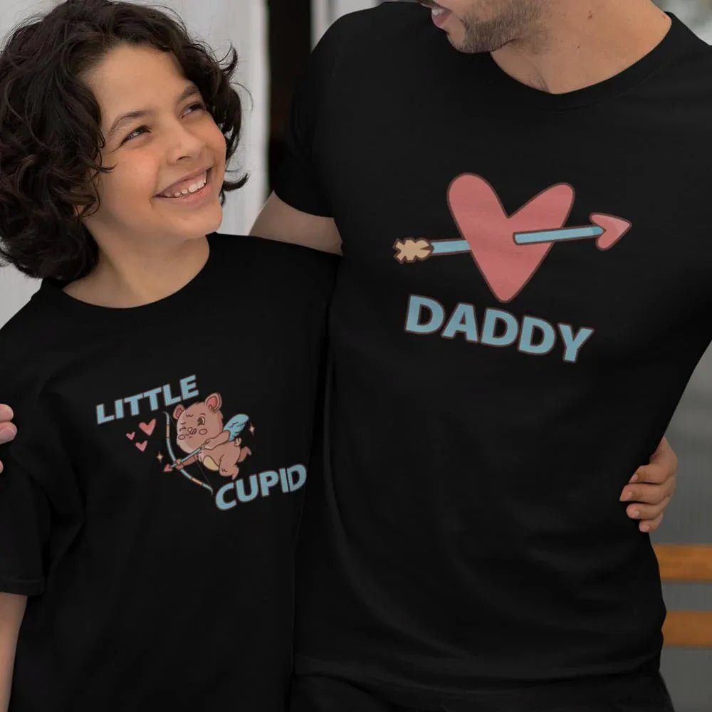 Daddy Heart Arrow And Little Cupid Dad and Child Organic Cotton T-Shirts family Set (Set of 2) - Create Marketplace