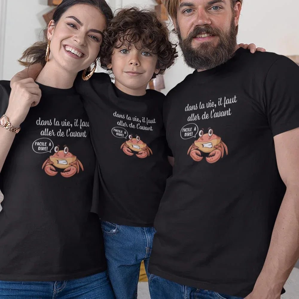 Dans La Vie Il Faut Aller De L'avant Matching Organic Cotton T-Shirts Family Set (Set of 3) - Create Marketplace