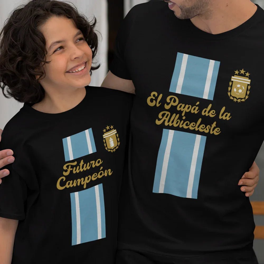 El Papá De La Albiceleste, Futuro Campeón Dad and Child Organic Cotton T-Shirts Family Set (Set of 2) - Create Marketplace