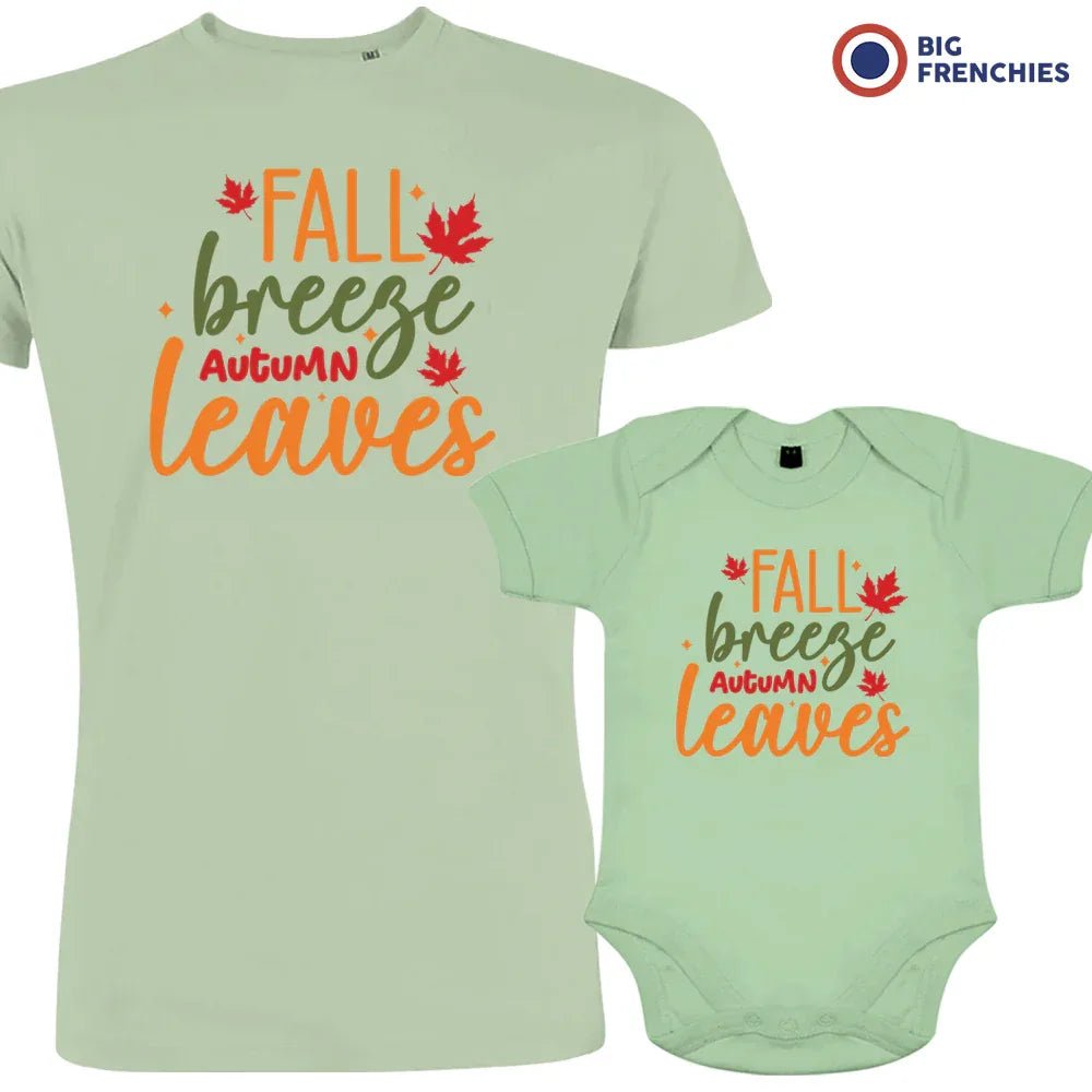 Fall Breeze Autumn Leaves Dad and Child Organic Cotton family Set (Set of 2) - Create Marketplace