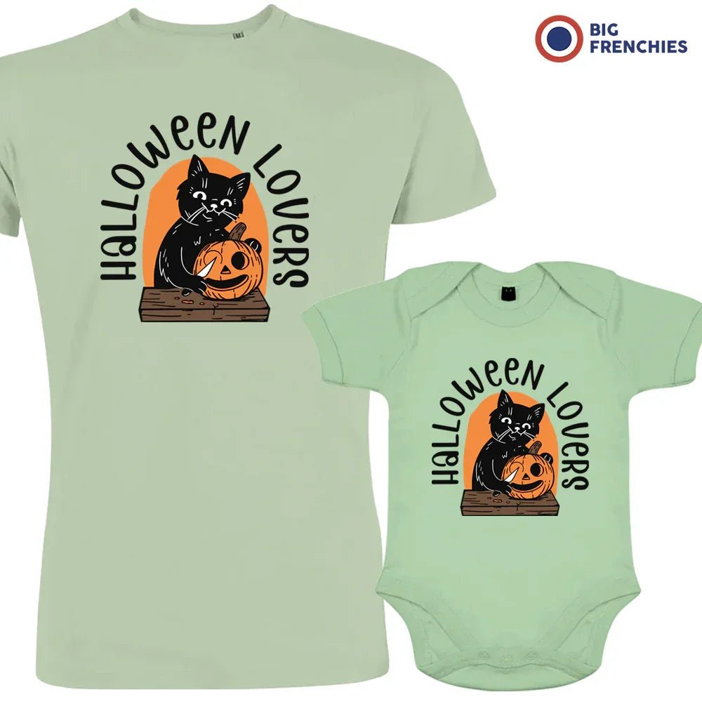 Halloween Lovers With a Cat Dad and Child Organic Cotton family Set (Set of 2) - Create Marketplace