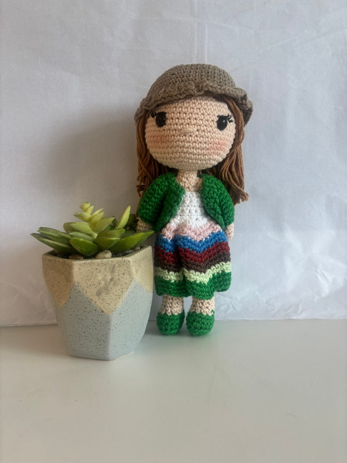 Handmade crochet doll with bucket hat - Create Marketplace