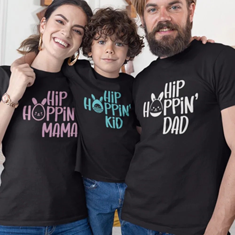 Hip Hoppin' Dad Mama and Kid Matching Organic Cotton T-Shirts Family Set (Set of 3) - Create Marketplace