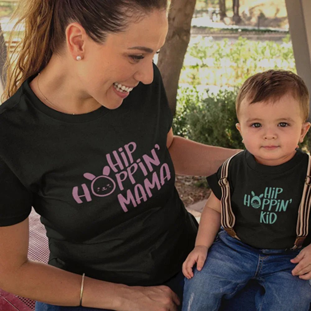 Hip Hoppin' Mom and Child Organic Cotton T-Shirts family Set (Set of 2) - Create Marketplace