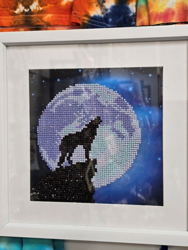 Howling Wolf Diamond Framed Image - made by kid Wesley - Create Marketplace