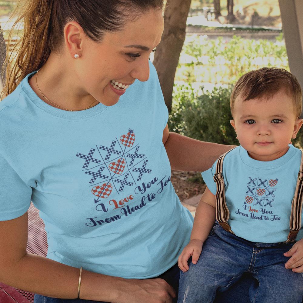 I Love You From Head To Toe Mom and Child Organic Cotton T-Shirts family Set (Set of 2) - Create Marketplace