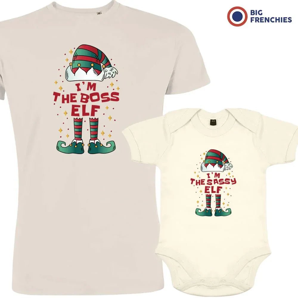 I'm The Boss The Sassy ELF Christmas Dad and Child Organic Cotton family Set (Set of 2) - Create Marketplace