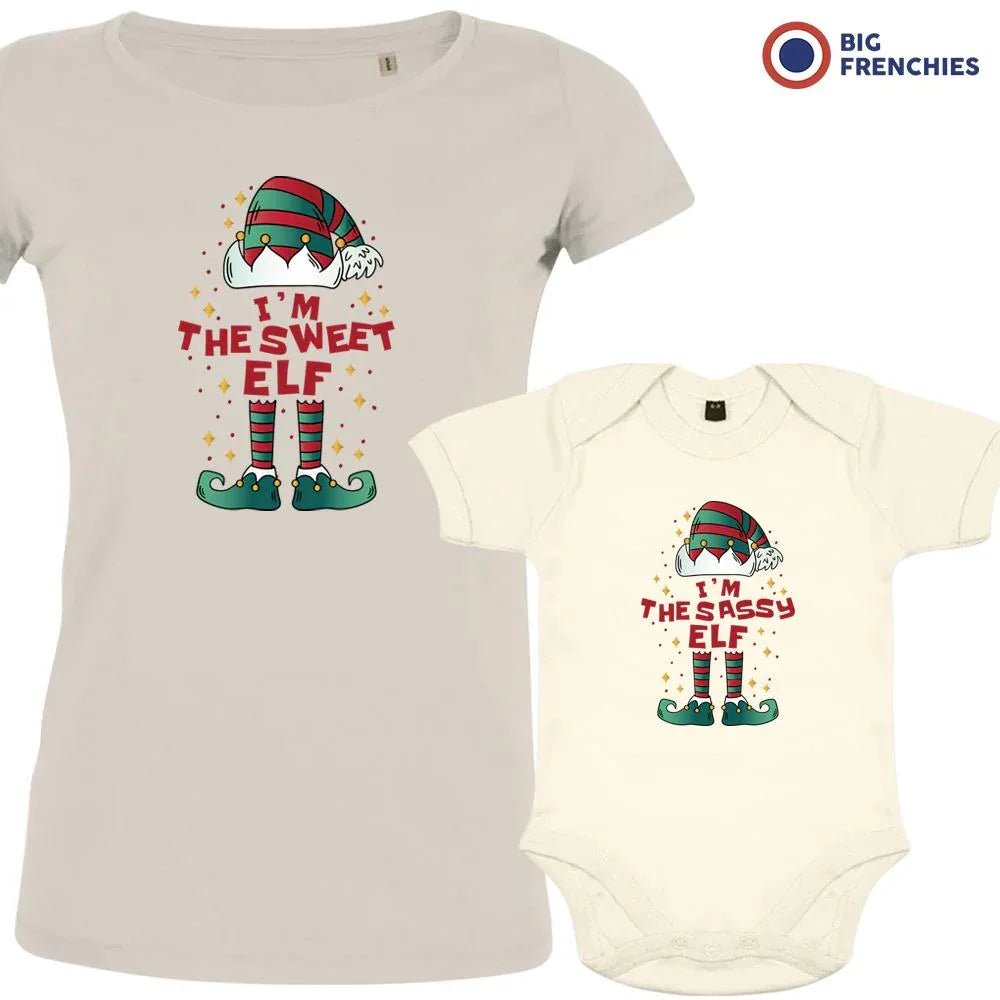 I'M The Sweet The Sassy ELF Christmas Mom and Child Organic Cotton family Set (Set of 2) - Create Marketplace