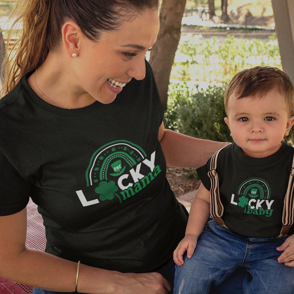 Lucky Mama Lucky Baby Mom and Child Organic Cotton T-Shirts family Set (Set of 2) - Create Marketplace
