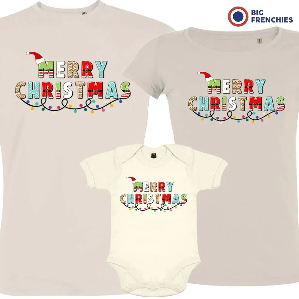 Merry Christmas Matching Family Organic Tees (Set of 3) - Create Marketplace