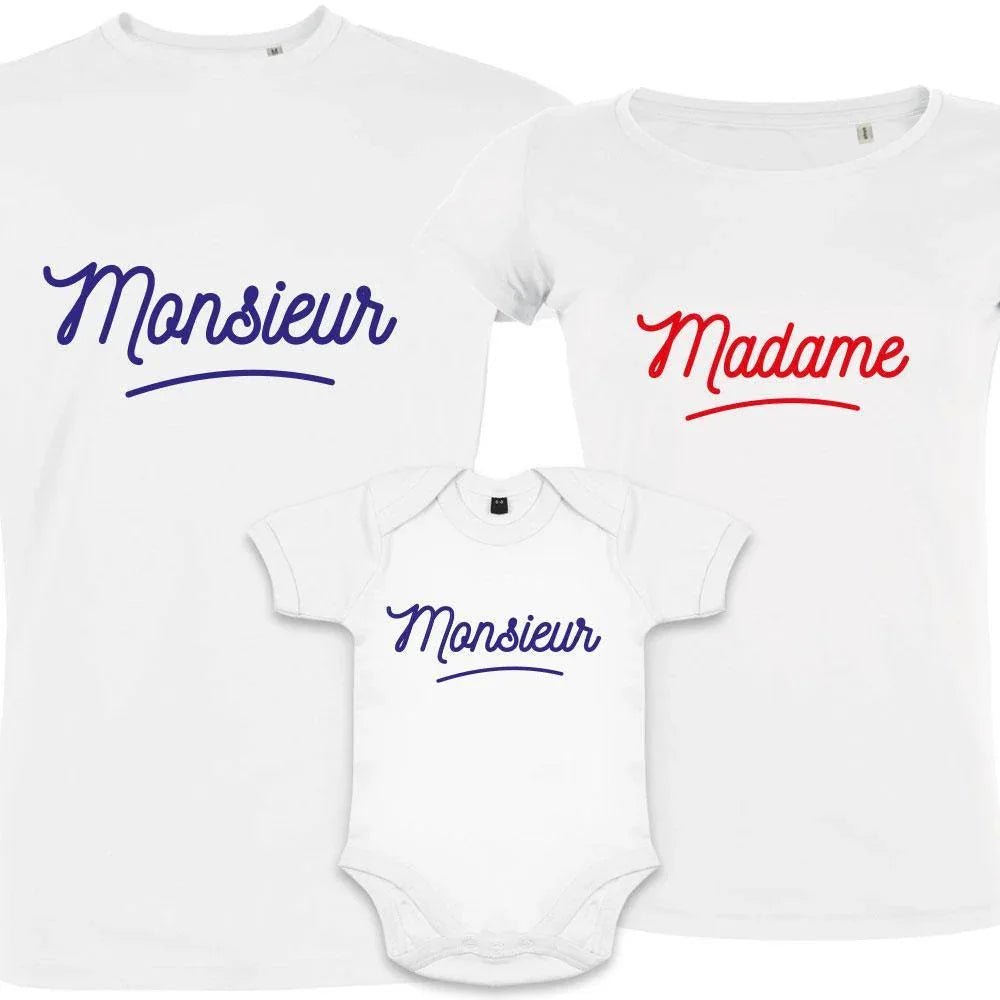 Monsieur Madame Petit Monsieur Matching Family Organic Tees (Set of 3) - Create Marketplace