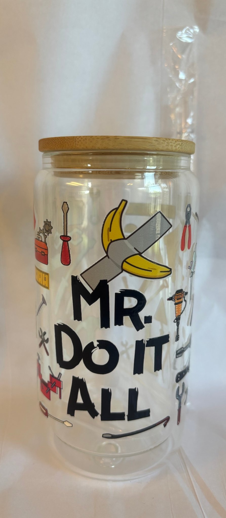 Mr. Do it all glass tumbler - Create Marketplace