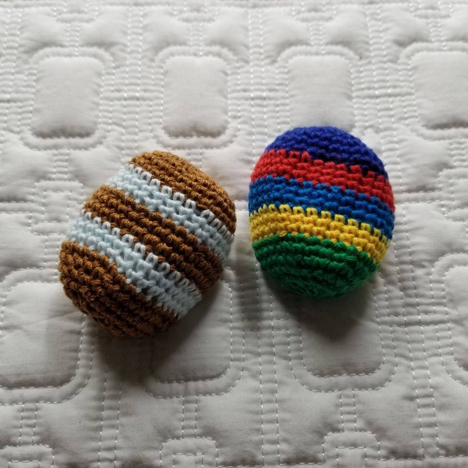 Multicolored Hand Crochet Sack Ball Kick Toy: Random colors - Create Marketplace