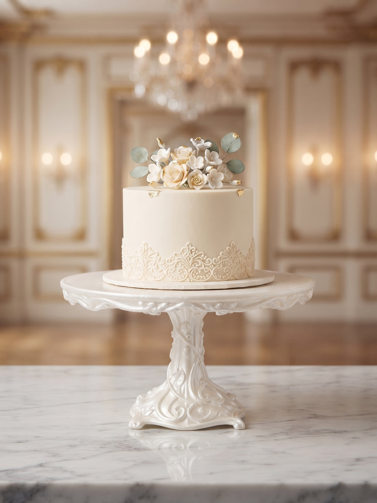 White Ornate Cake Stand