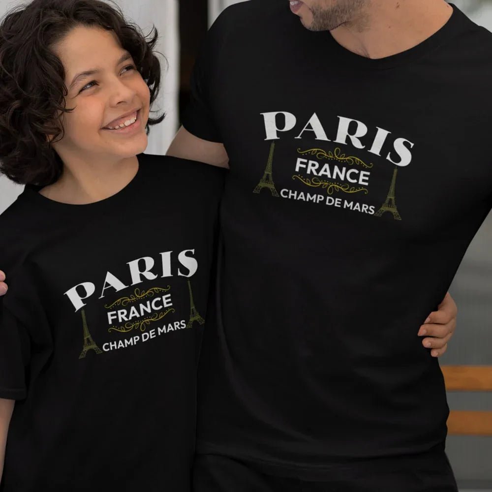 Paris Champ De Mars Dad and Child Organic Cotton T-Shirts family Set (Set of 2) - Create Marketplace