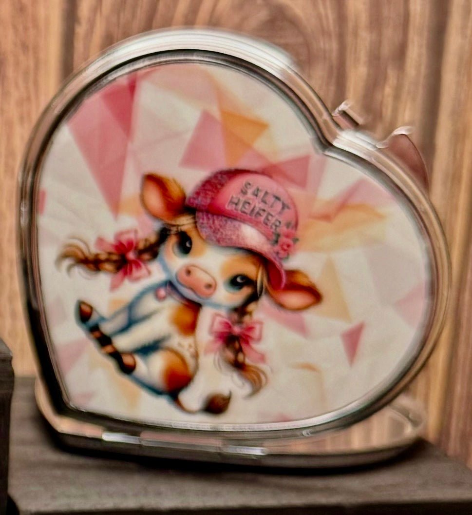 Pocket Mirror (H) - Salty Heifer: Pink - Create Marketplace