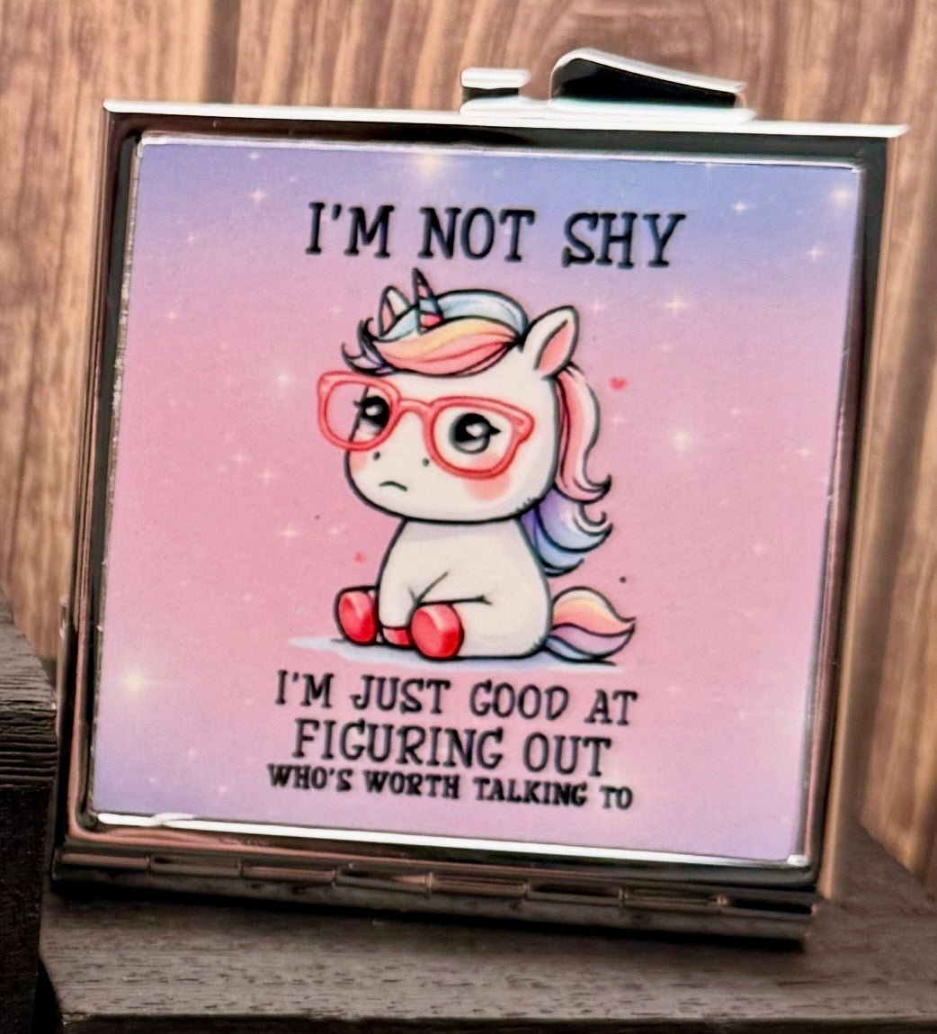 Pocket Mirror (SQ) - Not Shy Unicorn - Create Marketplace