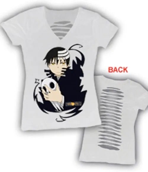 SOUL EATER DEATH THE KID STARE JUNIORS V-NECK LASER CUT BACK T-SHIRT - Create Marketplace