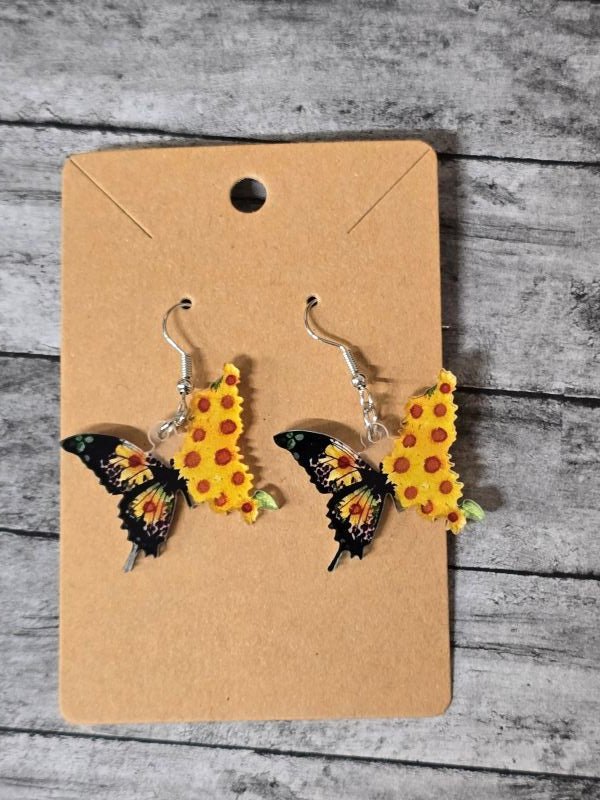 Sunflower Butterfly Earrings - Create Marketplace