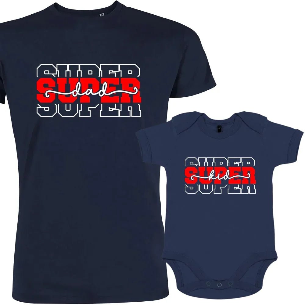 Super Dad and Super Kid Matching Organic Cotton Outfit - Create Marketplace