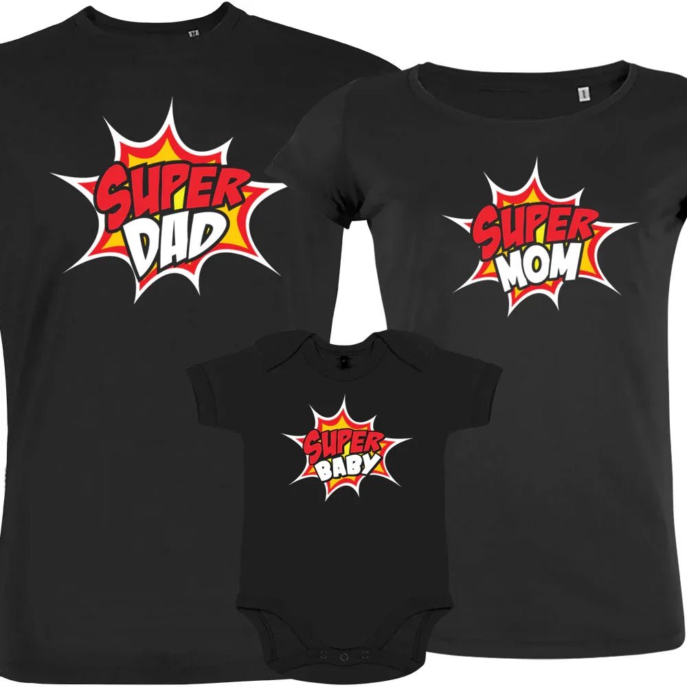 Super Dad Super Mom Super Baby Matching Organic Cotton Family Set (Set of 3) - Create Marketplace