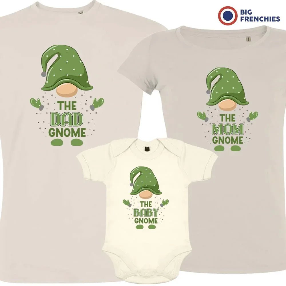 The Dad Mom & Baby Gnome Christmas Matching Family Organic Tees (Set of 3) - Create Marketplace