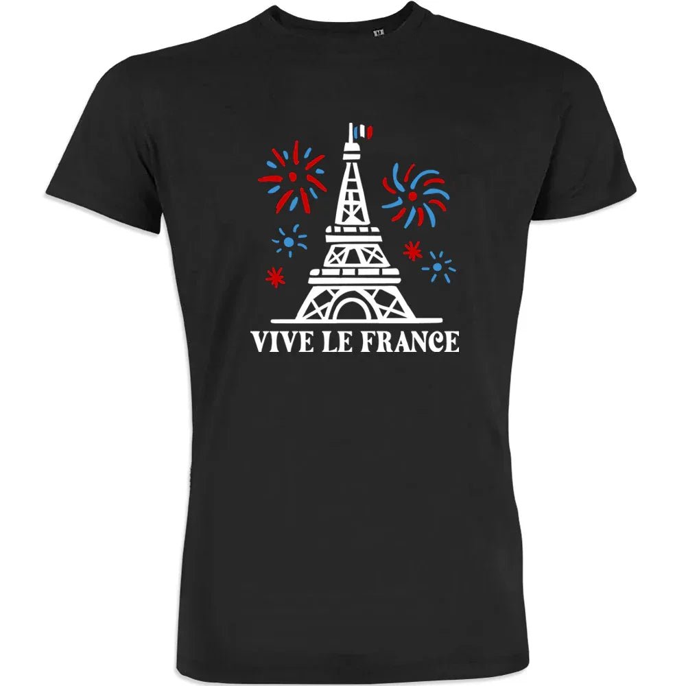 Vive La France With Eiffel Tower and Fireworks Tower Men's Organic Cotton Tee - Create Marketplace