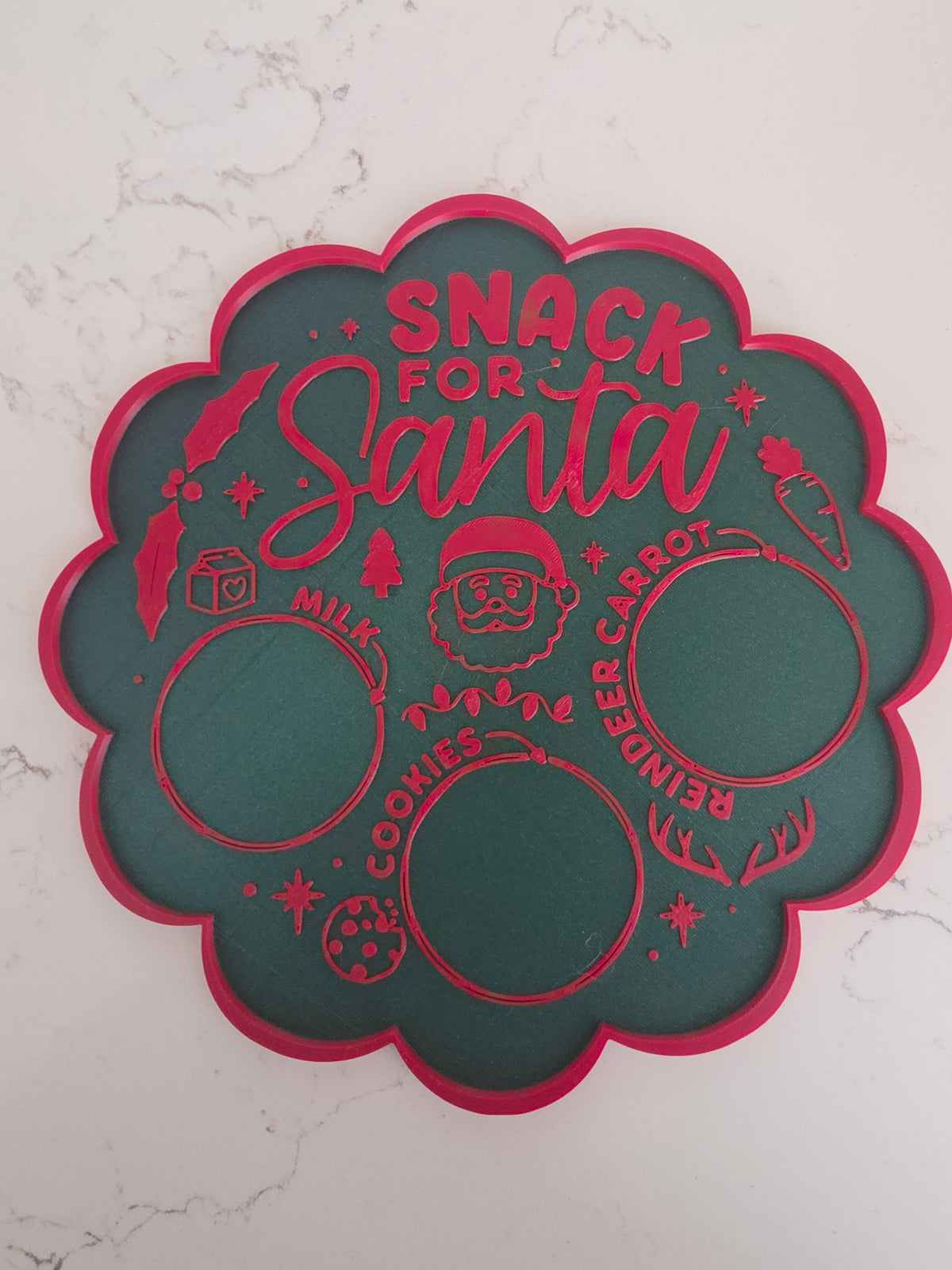 Bandeja de galletas de Papá Noel para Nochebuena y plato para premios de reno