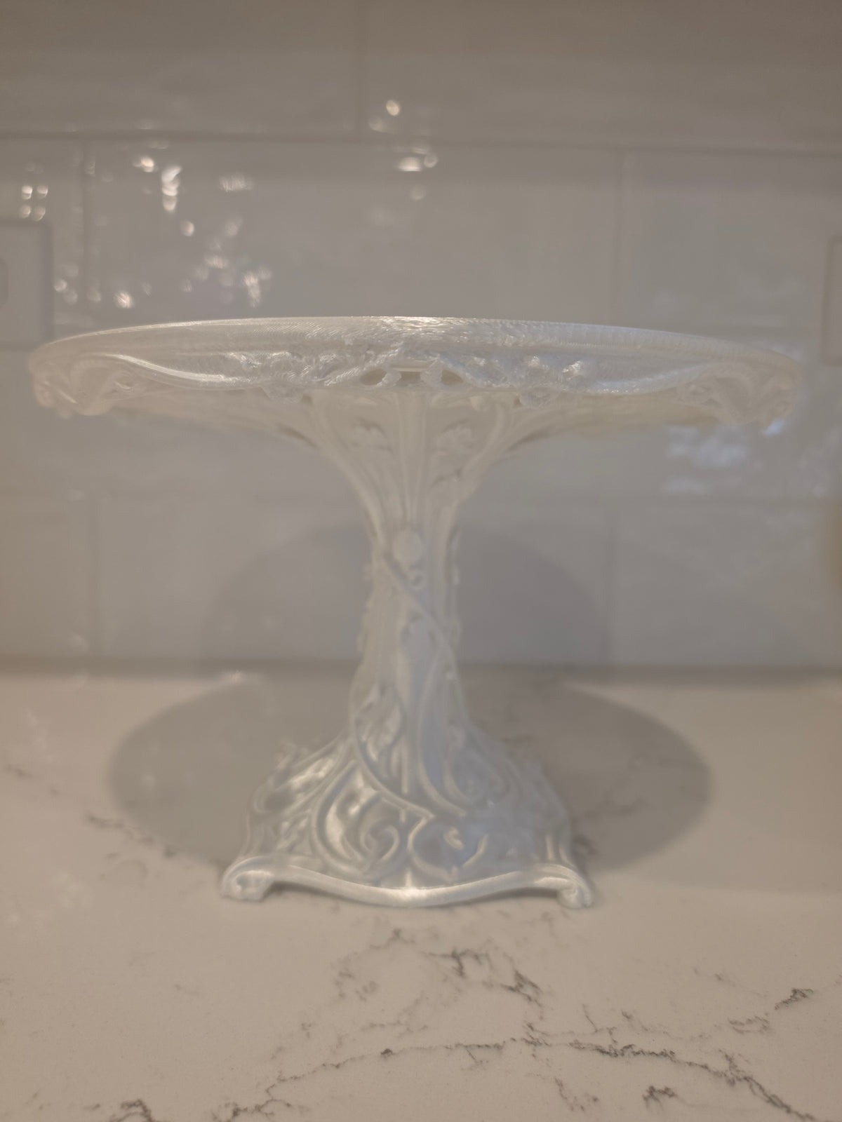 White Ornate Cake Stand