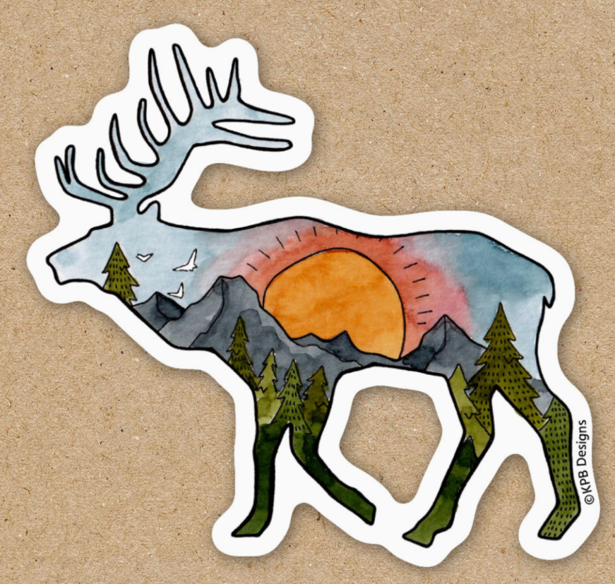 Elk Sunset sticker