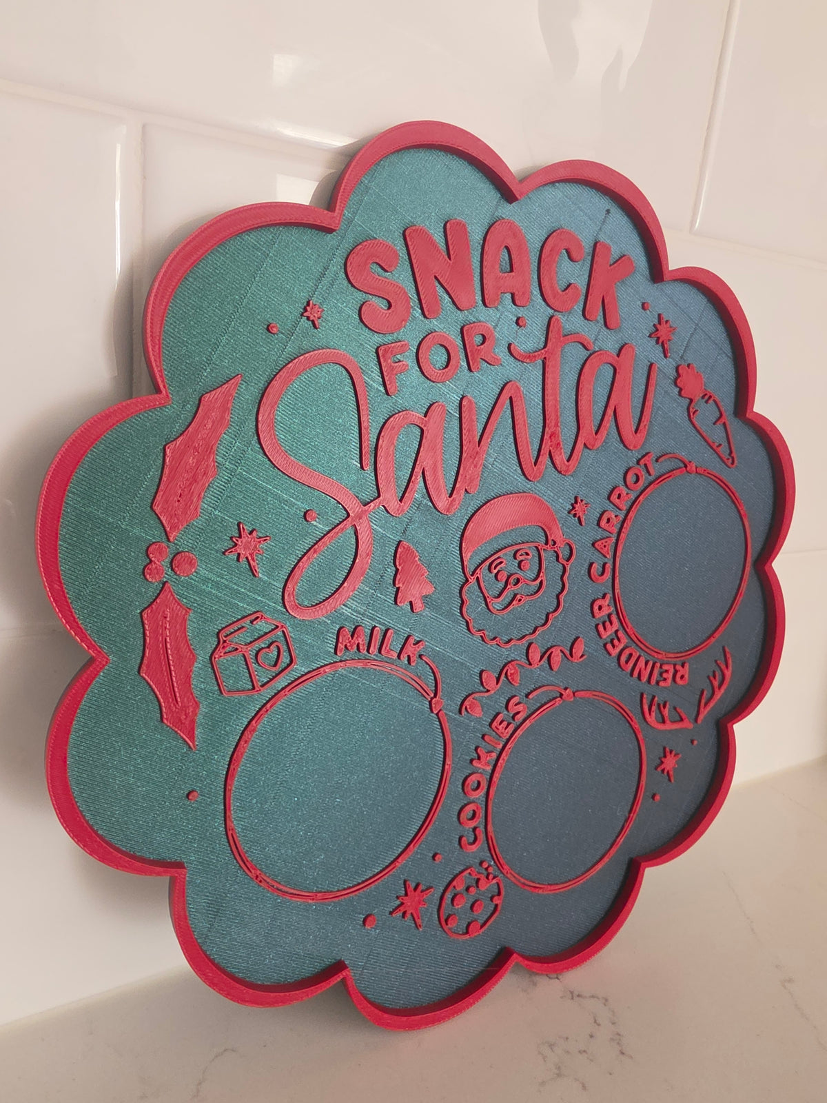 Bandeja de galletas de Papá Noel para Nochebuena y plato para premios de reno