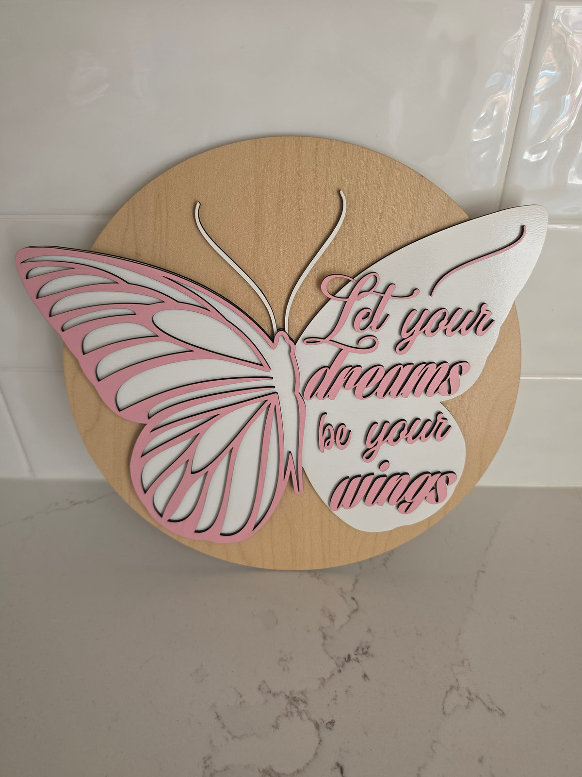 Let Your Dreams Be Your Wings Butterfly Wall Art | 3D Layered Wood Sign