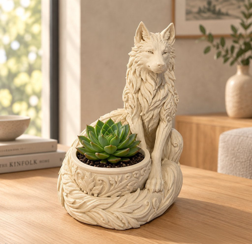 Pot de fleurs loup imprimé en 3D