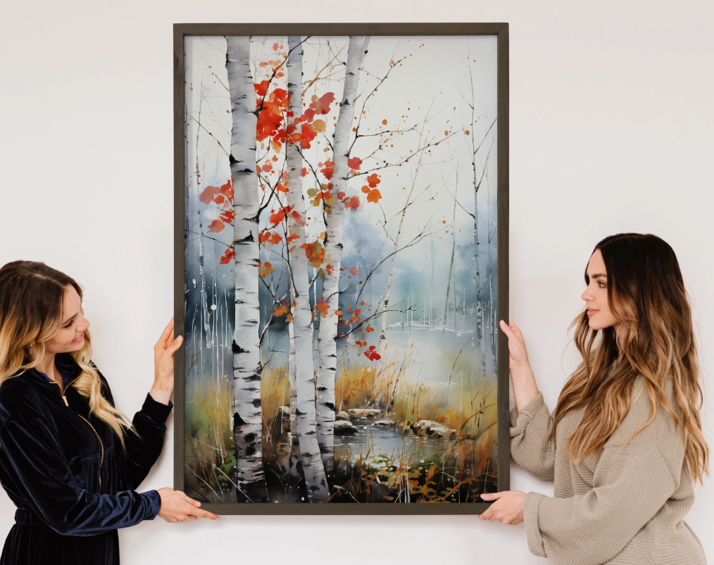 24x36 Crimson Birch - Mountain Tree Canvas Art