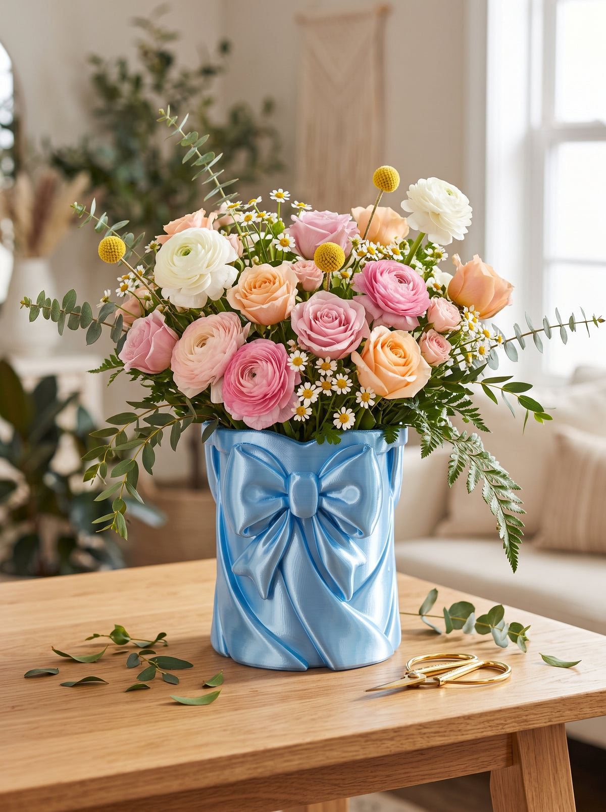 Organisateur de coiffeuse et pot de fleurs Bow