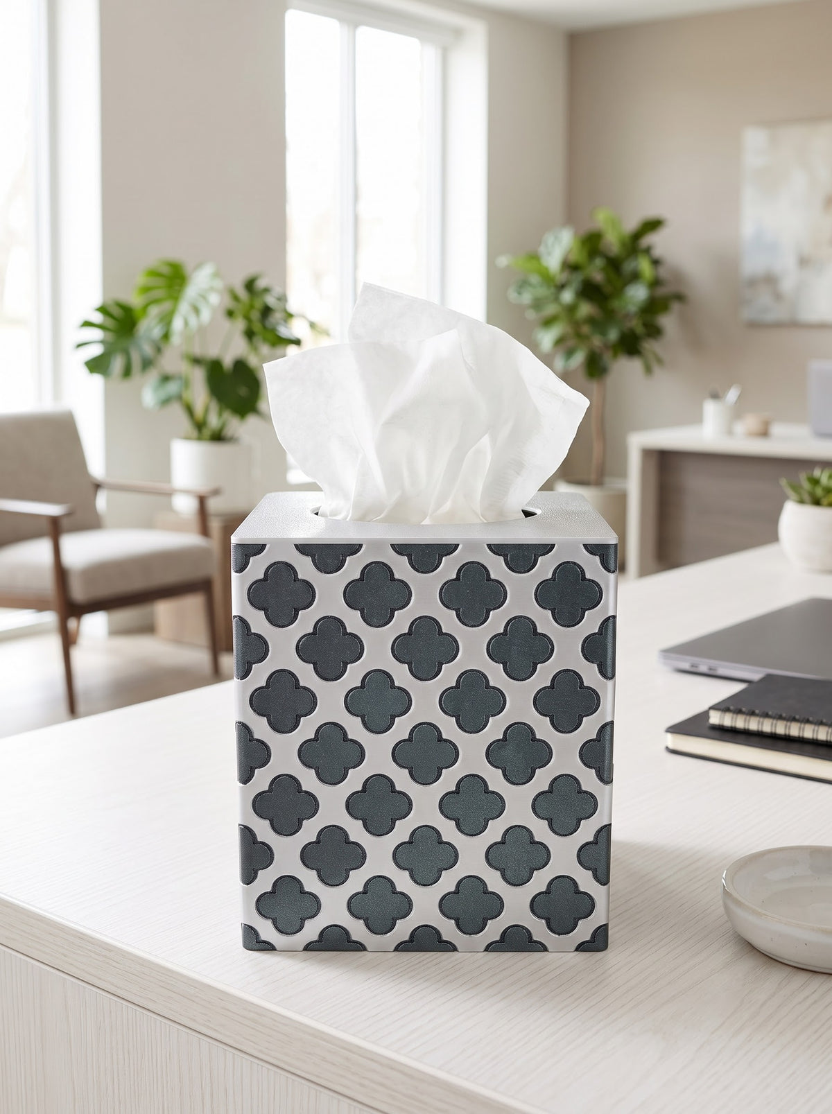 Modern Geometric Quatrefoil Tissue Box Cover