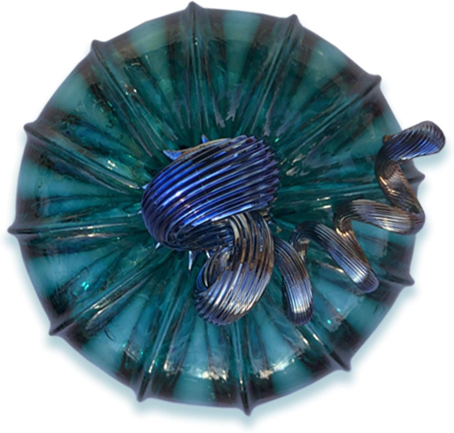 Handmade Glass Pumpkins Handmade Table Top Home Decor (Squat, Lagoon)