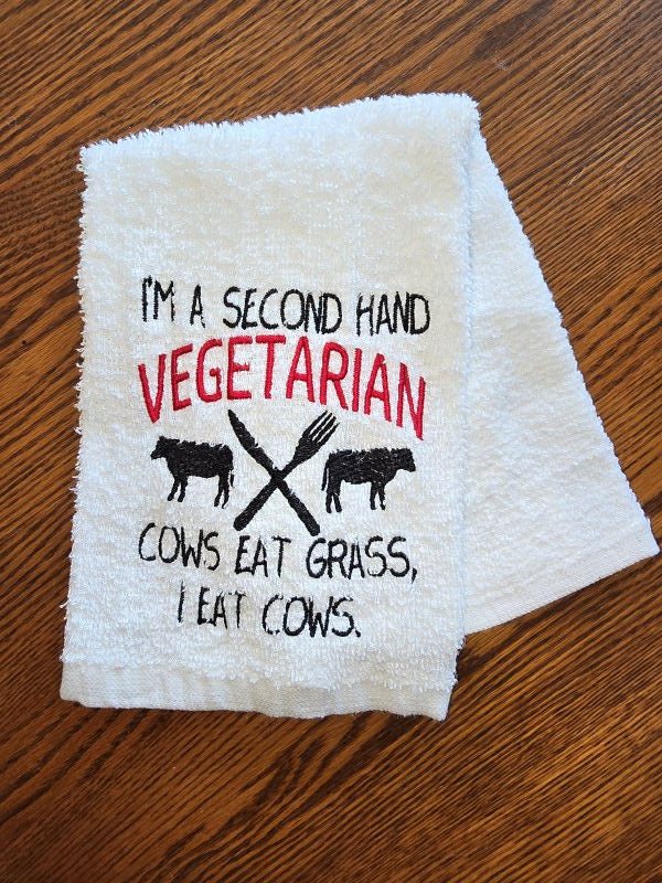 2nd hand vegetarian hand towel - Create Marketplace